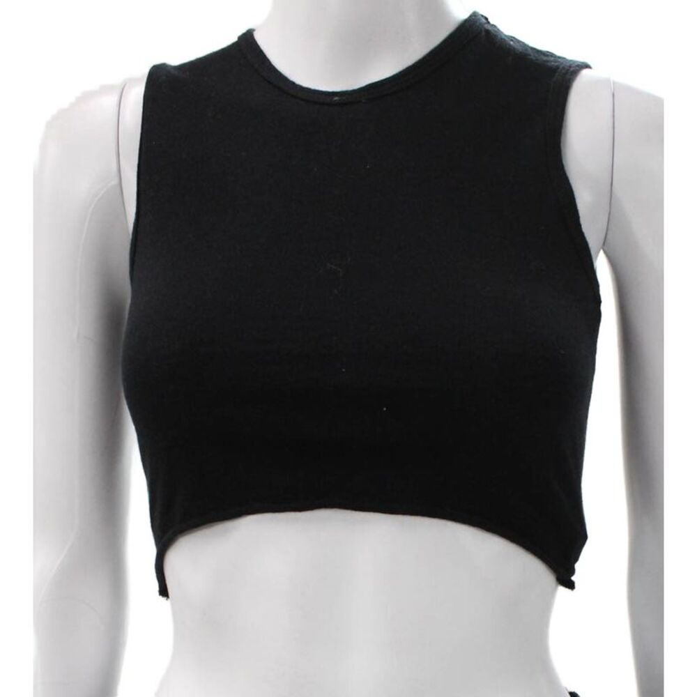 Live the Process Womens Cropped Black Tank Crew Neck Cotton Cashmere Size S